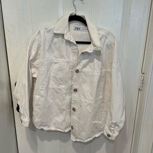 Zara white denim cargo jacket